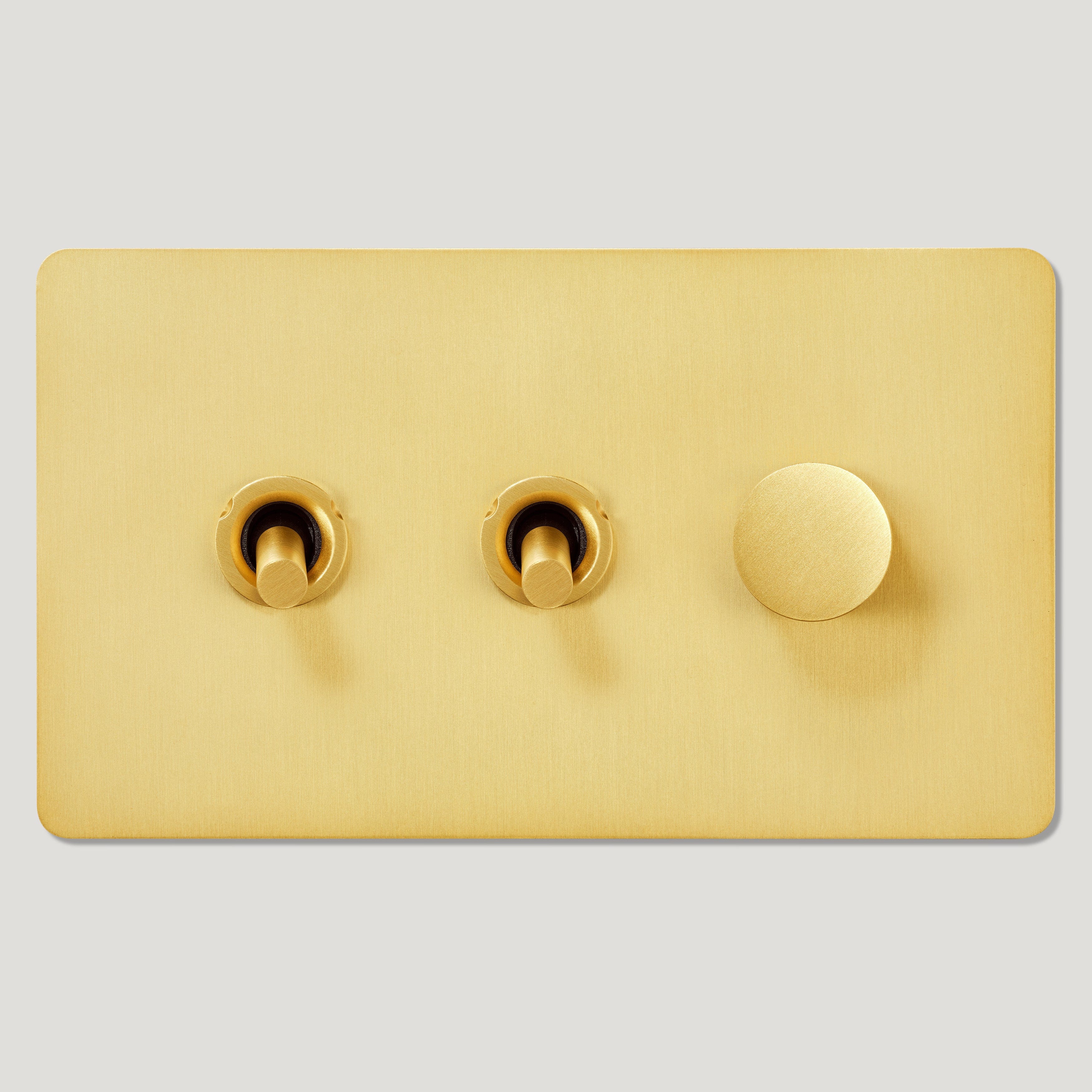 MAXWELL 3G Brass Light Switch | 2 Toggles & 1 Dimmers – Plank Hardware