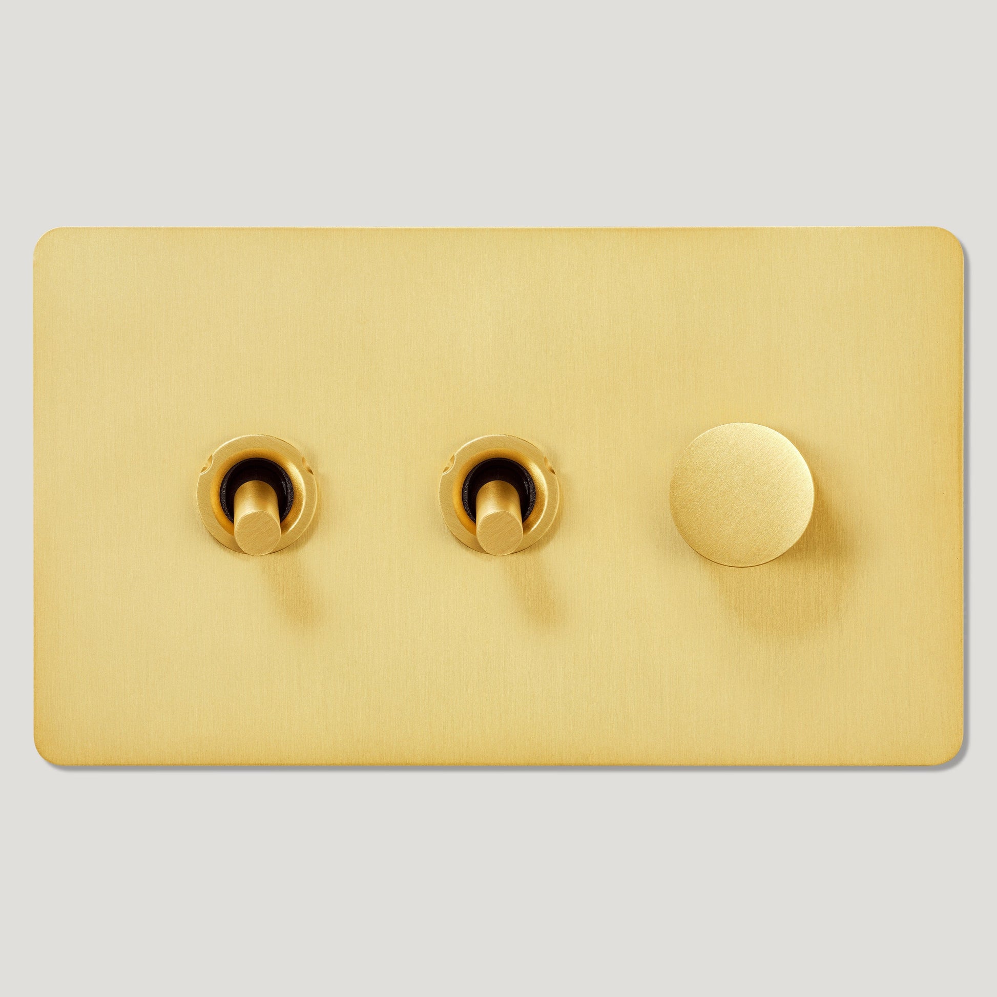 Plank Hardware Electric MAXWELL 3G Smooth Mixed Switch 2Toggle / 1Dimmer - Brass
