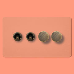 Plank Hardware Electric MAXWELL 4G Paintable Mixed Switch 2Toggle/ 2Dimmer - Antique Brass