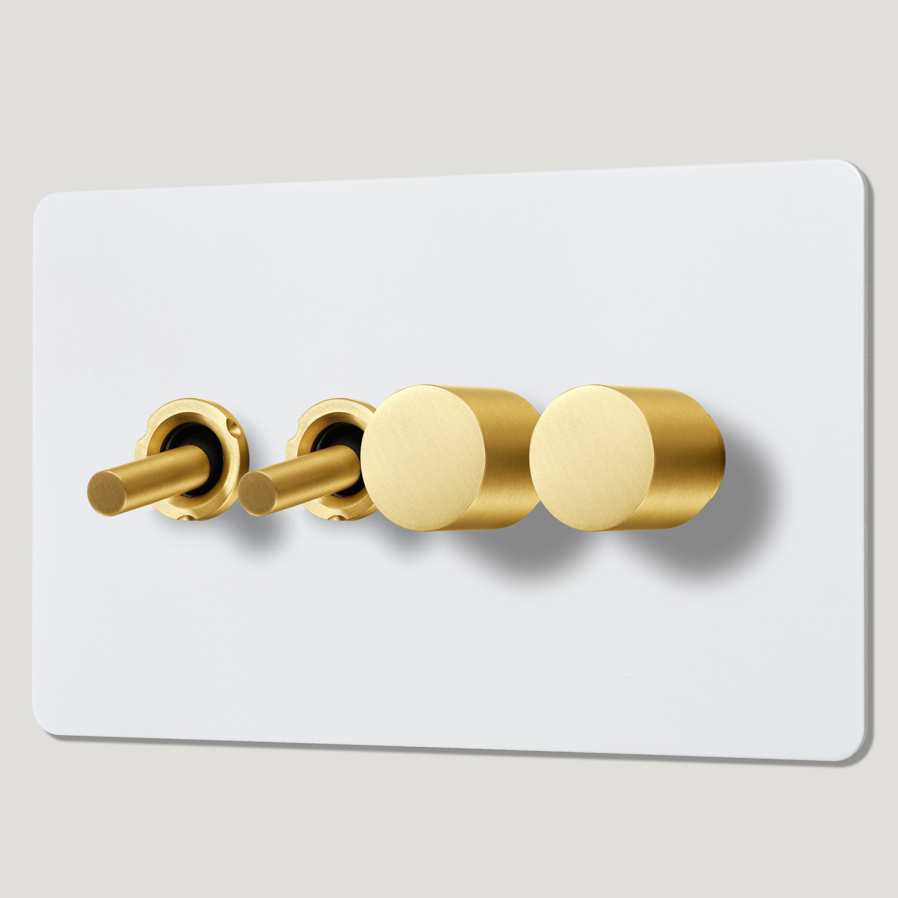Plank Hardware Electric MAXWELL 4G Paintable Mixed Switch 2Toggle/ 2Dimmer - Brass