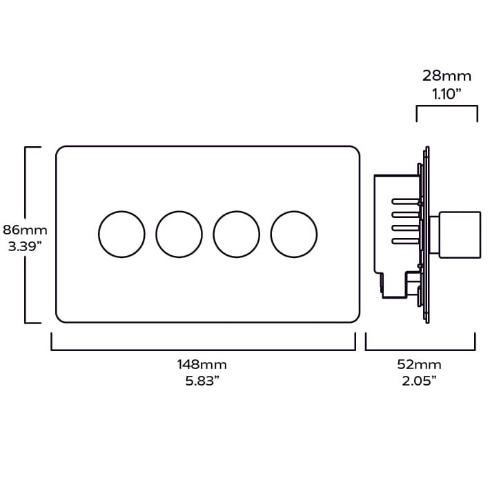 Plank Hardware Electric MAXWELL 4G Smooth Dimmer - Antique Brass