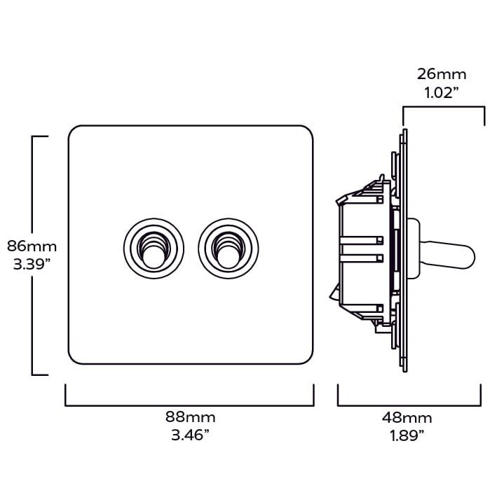 Plank Hardware Electric PALO 2G Two Way Toggle - Brass