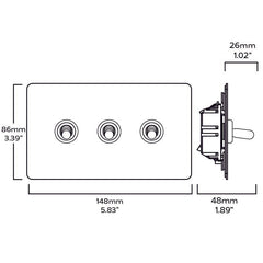 Plank Hardware Electric PALO 3G Two Way Toggle - Brass