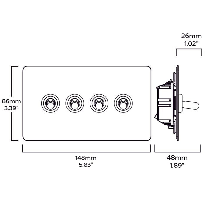 Plank Hardware Electric PALO 4G Two Way Toggle - Brass