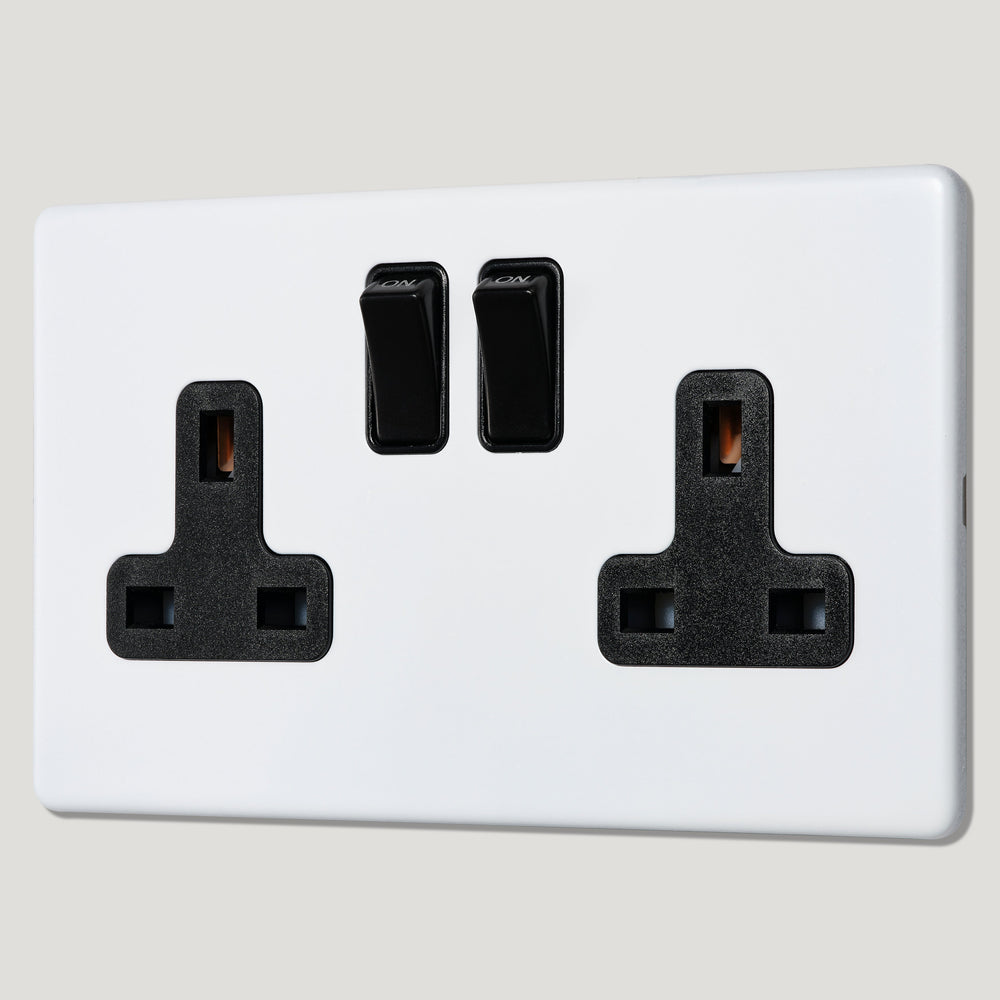 PARKER Paintable Double Plug Socket - Black