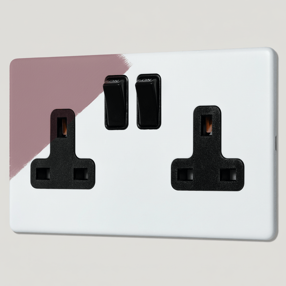 PARKER Paintable Double Plug Socket - Black