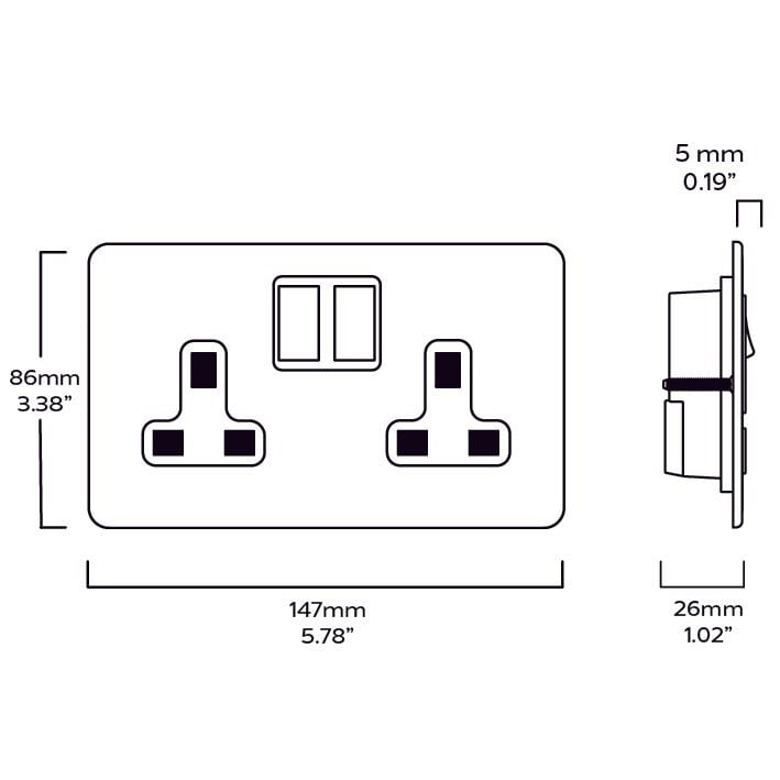 Plank Hardware Electric PARKER Paintable Double Plug Socket - White