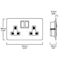 Plank Hardware Electric PARKER Paintable Double Plug Socket - White