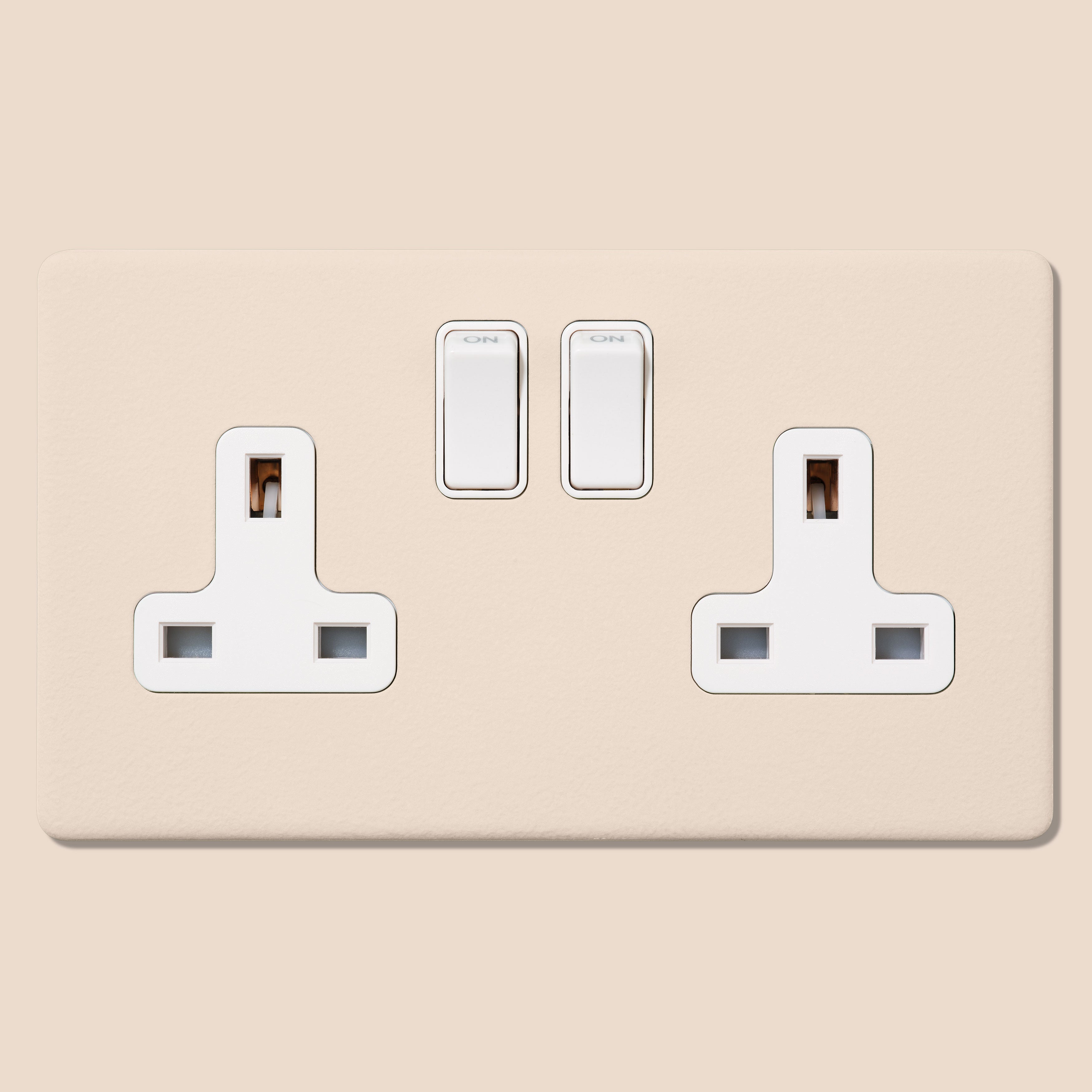 Plank Hardware Electric PARKER Paintable Double Plug Socket - White
