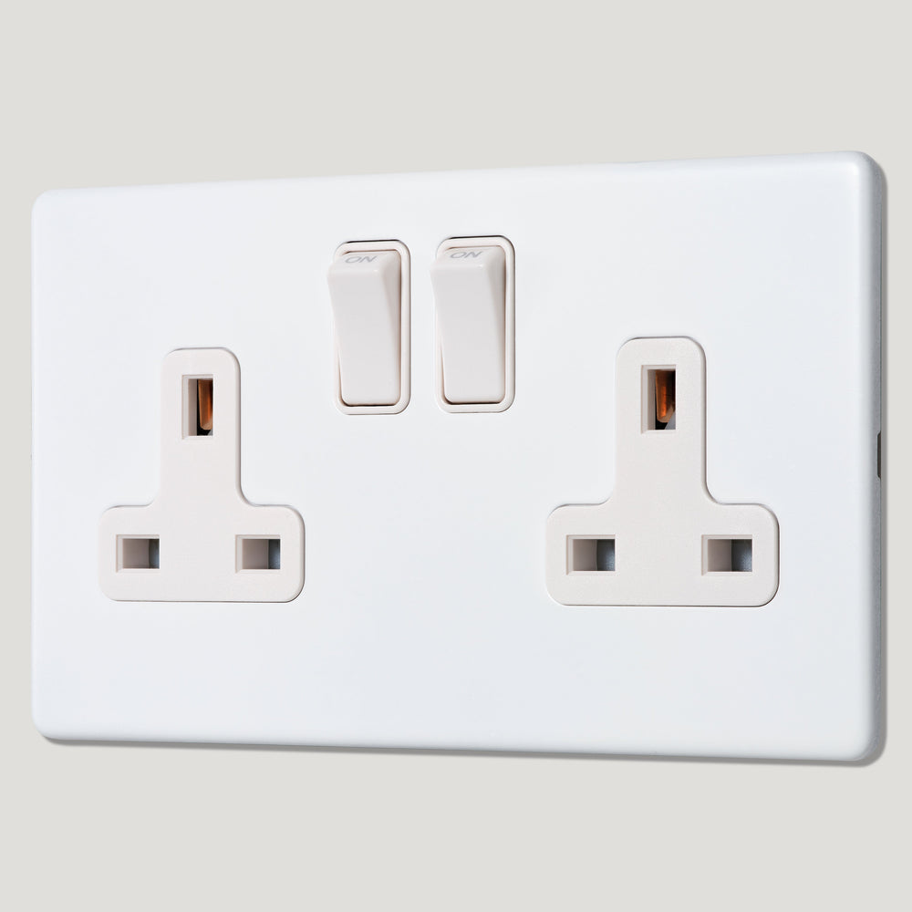 PARKER Paintable Double Plug Socket - White