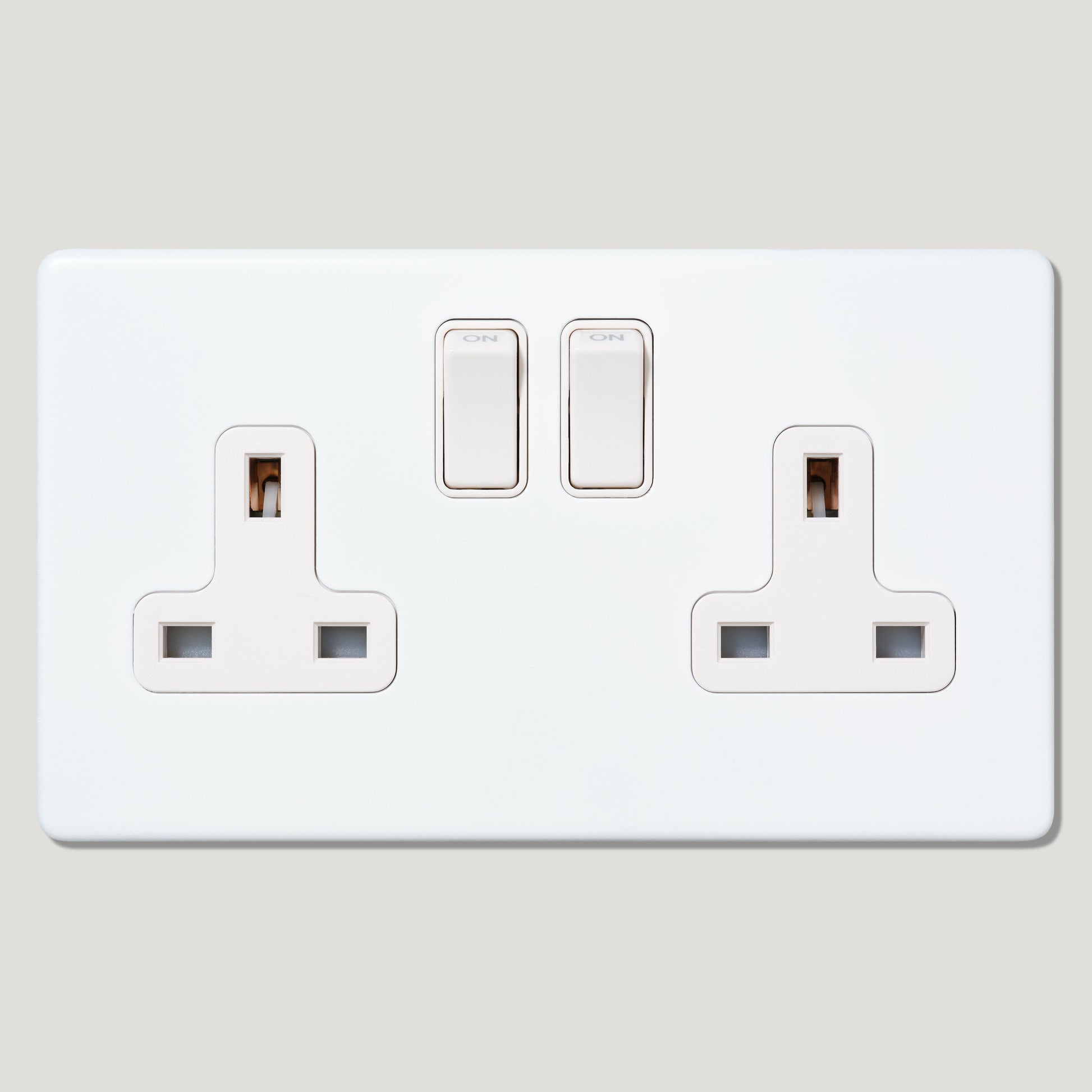 Plank Hardware Electric PARKER Paintable Double Plug Socket - White
