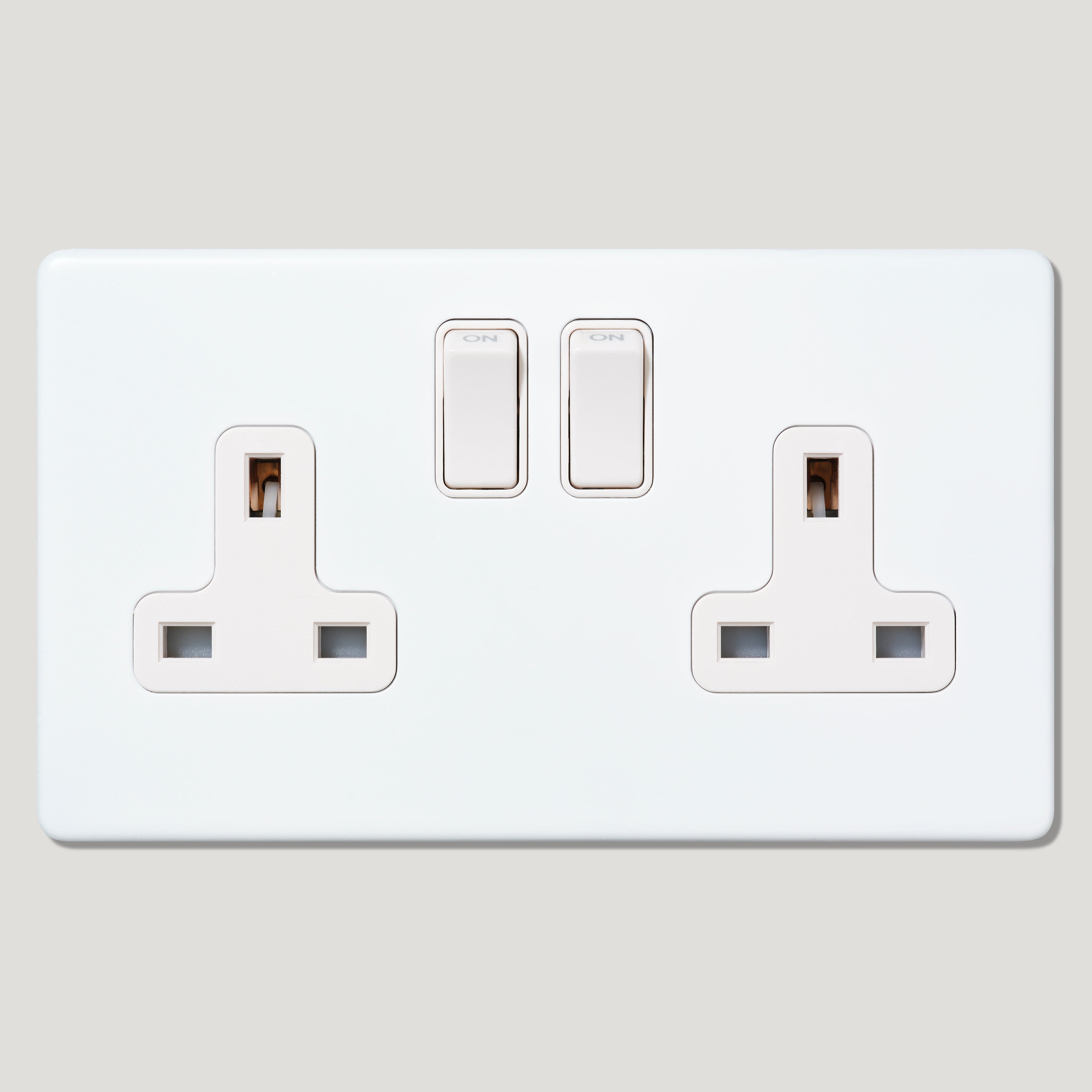 Plank Hardware Electric PARKER Paintable Double Plug Socket - White
