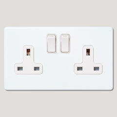 Plank Hardware Electric PARKER Paintable Double Plug Socket - White