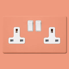 Plank Hardware Electric PARKER Paintable Double Plug Socket - White