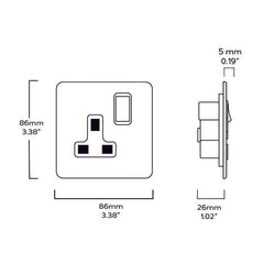 Plank Hardware Electric PARKER Paintable Single Plug Socket - White