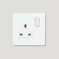 Plank Hardware Electric PARKER Paintable Single Plug Socket - White