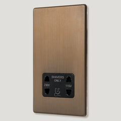 Plank Hardware Electric Shaver Socket - Antique Brass