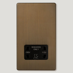 Plank Hardware Electric Shaver Socket - Antique Brass