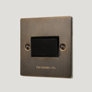 Plank Hardware Electric SYLVIE 10A 3-Pole Fan Isolator Switch - Antique Brass