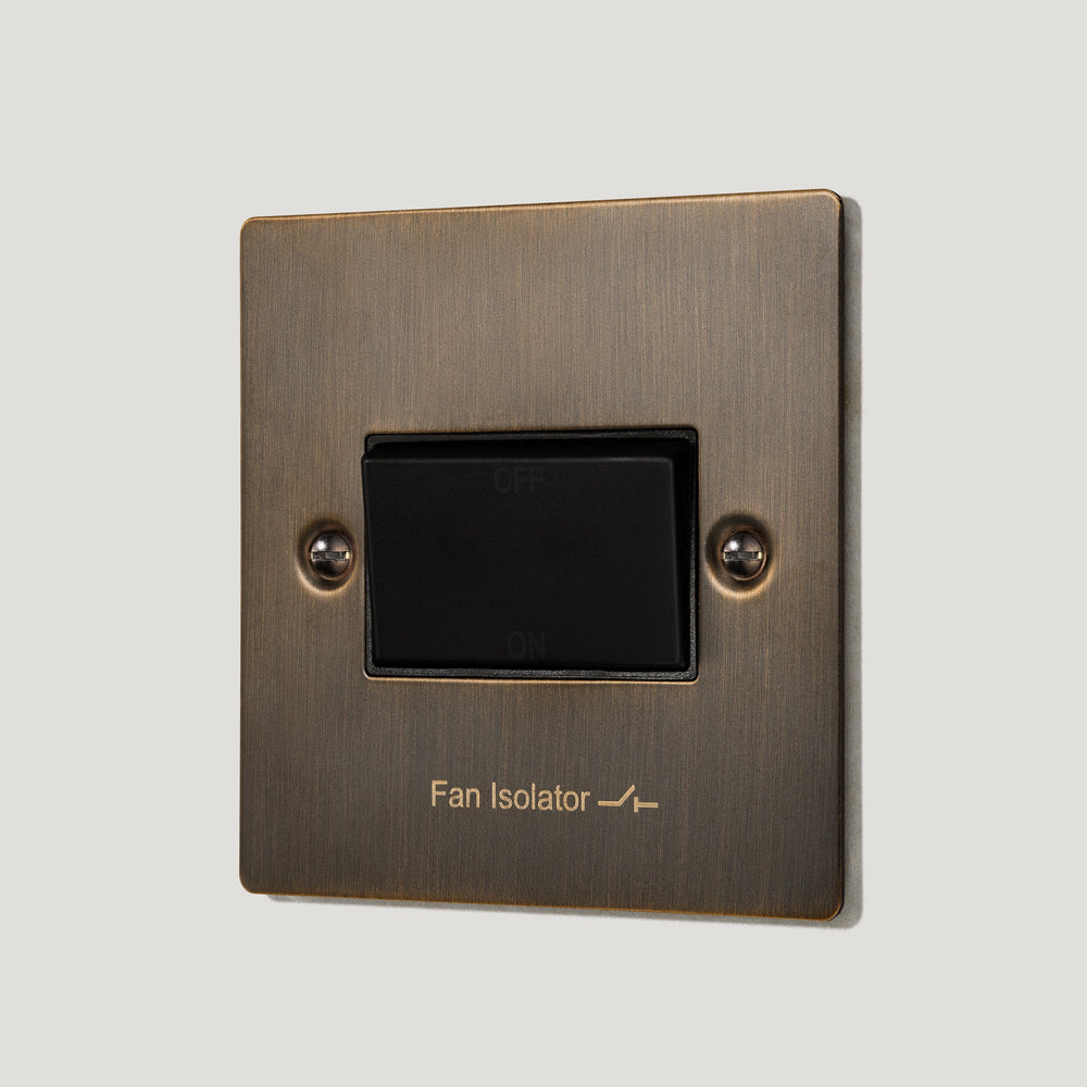 SYLVIE 10A 3-Pole Fan Isolator Switch - Antique Brass