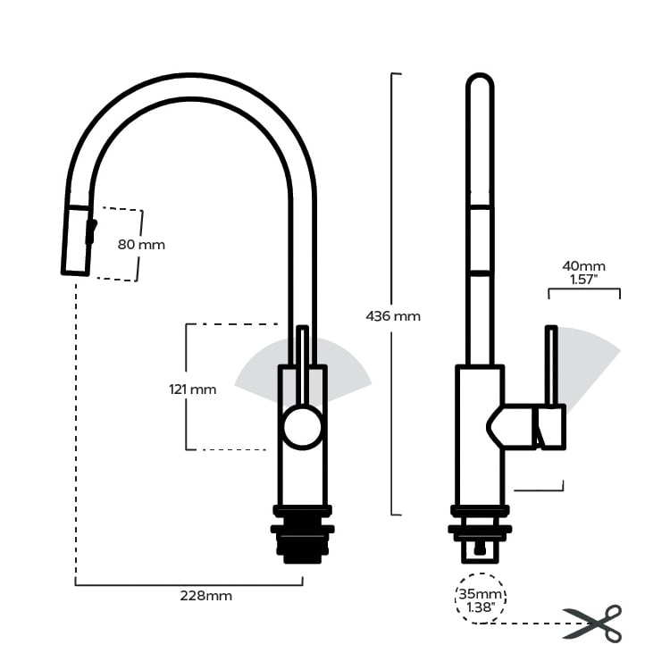 Plank Hardware Taps MORGAN Pull Out Tap - Heirloom Brass