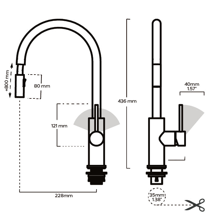 Plank Hardware Taps MORGAN Pull Out Tap - Heirloom Brass
