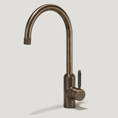 Plank Hardware Taps PORTMAN Knurled Kitchen Mixer Tap - Antique Brass