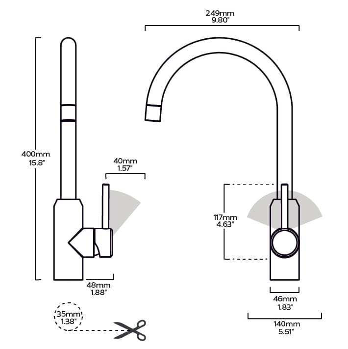 Plank Hardware Taps PORTMAN Swirled Kitchen Mixer Tap - Antique Brass
