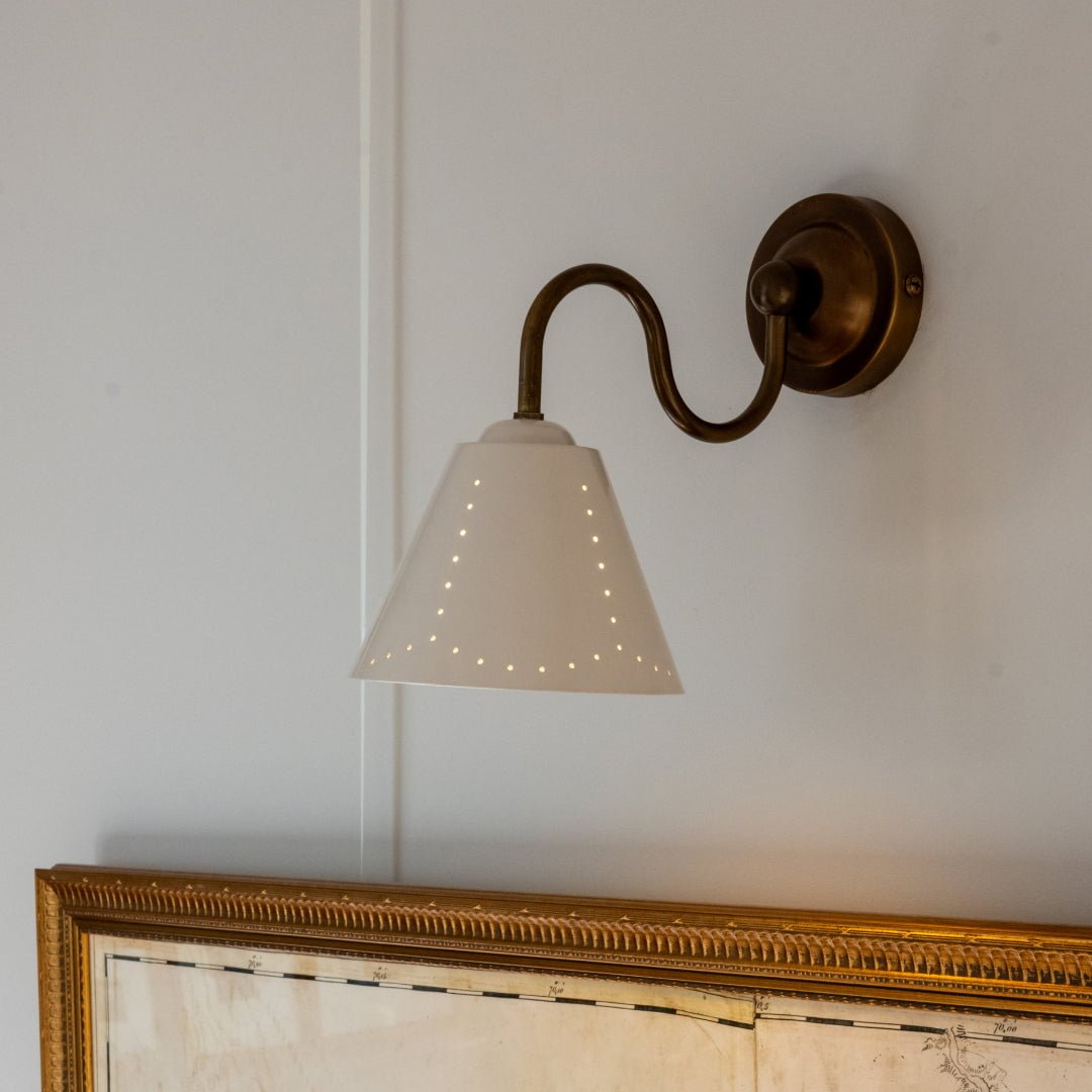 STELLA Swivel Wall Light - Cream Enamel & Antique Brass - Plank Hardware