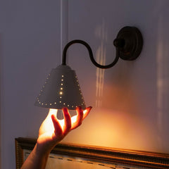STELLA Swivel Wall Light - Cream Enamel & Antique Brass - Plank Hardware