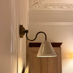 STELLA Swivel Wall Light - Cream Enamel & Antique Brass - Plank Hardware