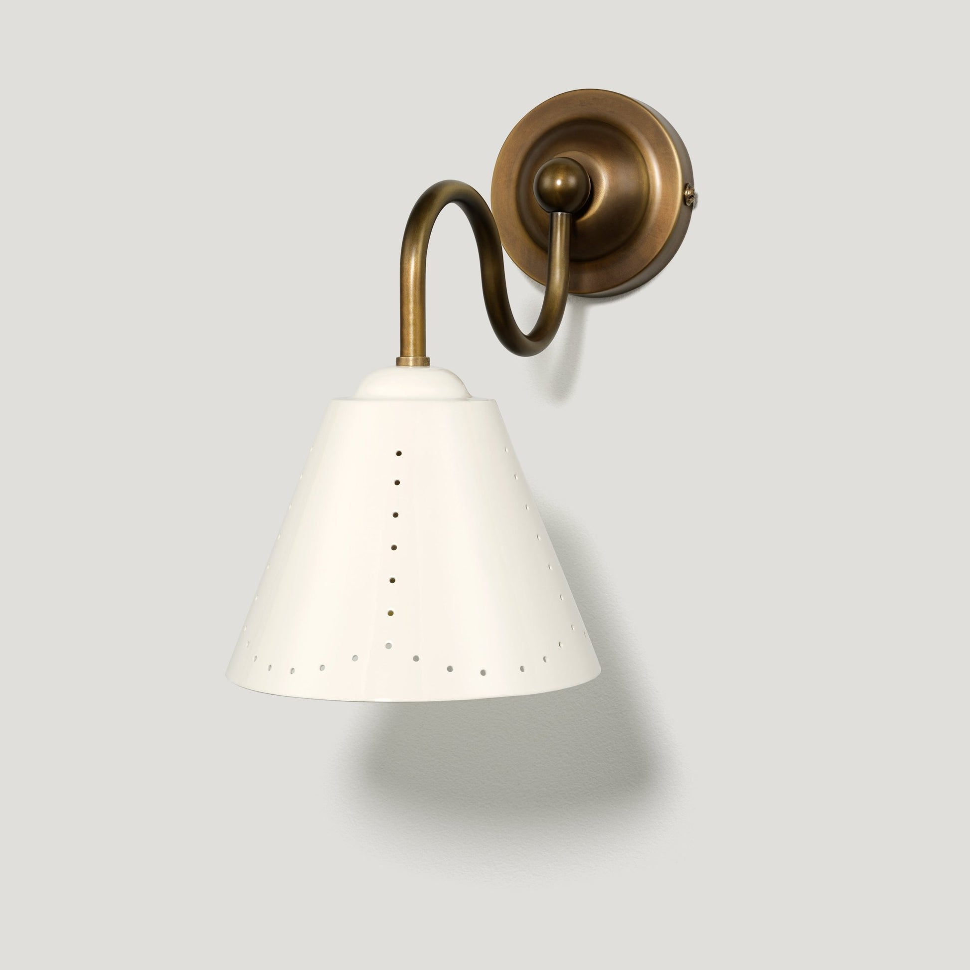 STELLA Swivel Wall Light - Cream Enamel & Antique Brass - Plank Hardware