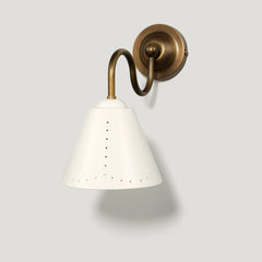 STELLA Swivel Wall Light - Cream Enamel & Antique Brass - Plank Hardware
