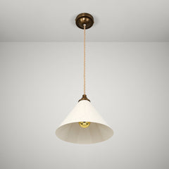 VESPER Conical Pendant Light - Cream Enamel & Antique Brass - Plank Hardware