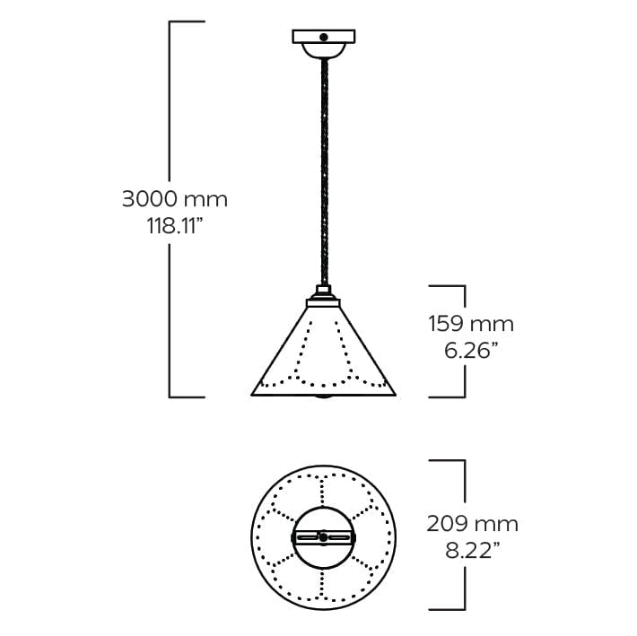 VESPER Conical Pendant Light - Cream Enamel & Antique Brass - Plank Hardware