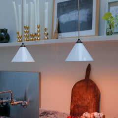 VESPER Conical Pendant Light - Cream Enamel & Antique Brass - Plank Hardware