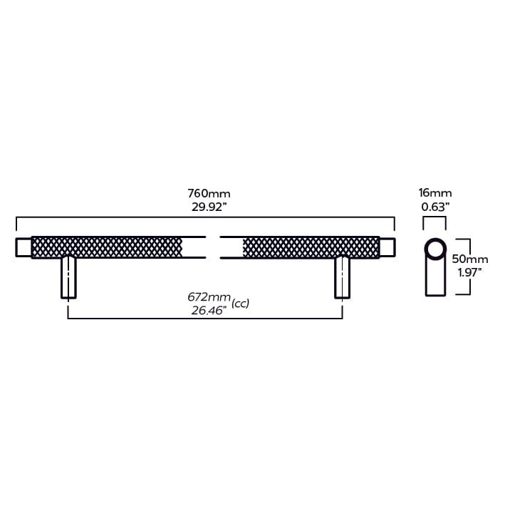 Plank Hardware Handles & Knobs KEPLER Knurled Closet Bar - Stainless Steel