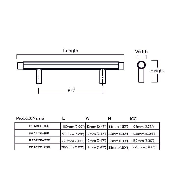 Plank Hardware Handles & Knobs PEARCE Polygon T-Bar Handle - Black