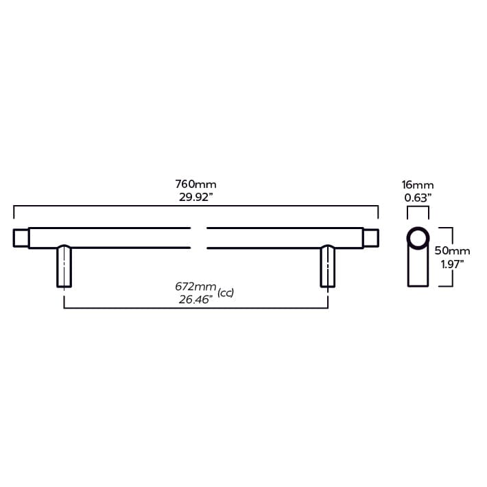 Plank Hardware Handles & Knobs ROEBUCK Smooth Closet Bar - Black