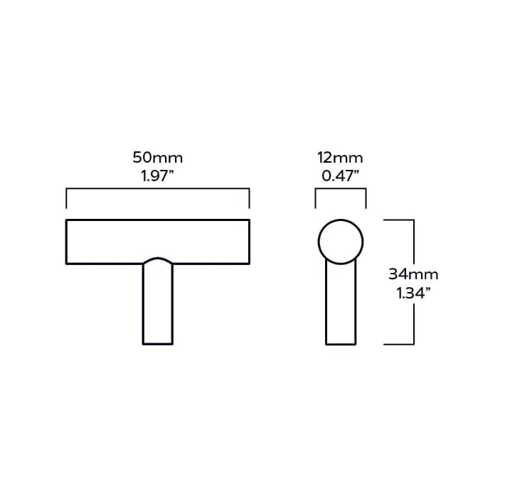 Plank Hardware Handles & Knobs WATT Single T Handle - Brass