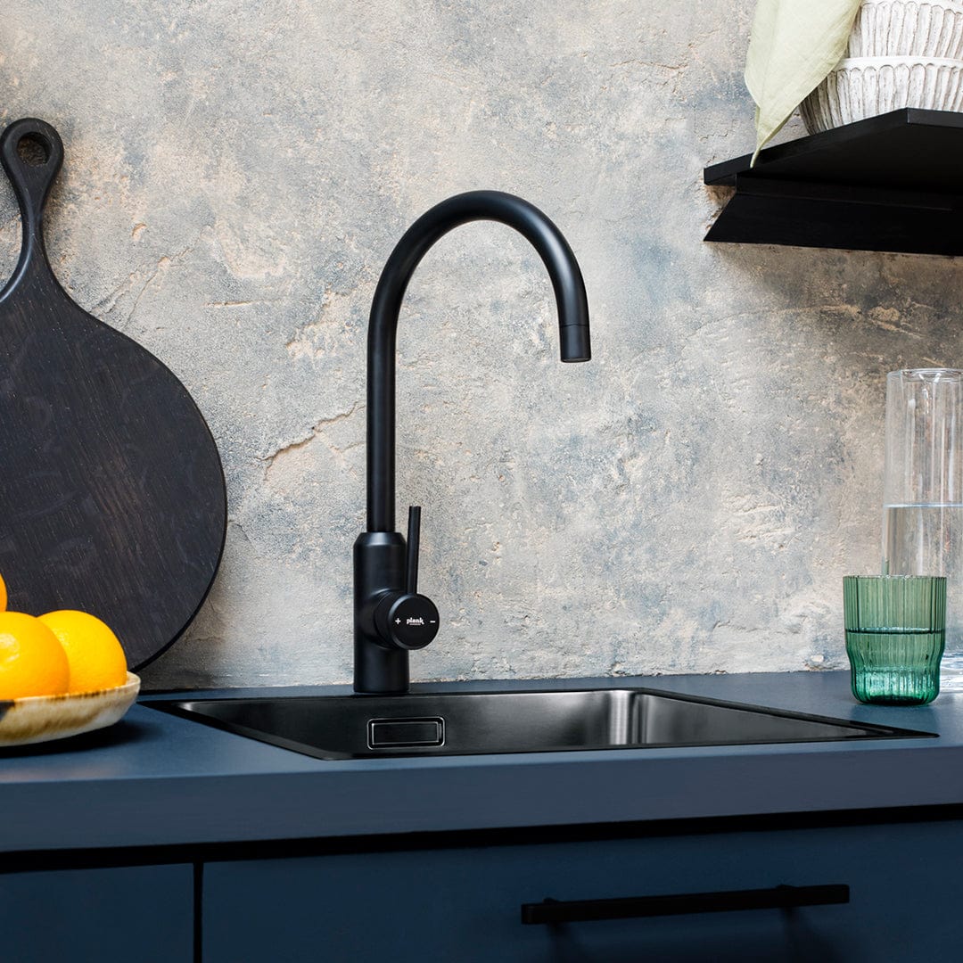Plank Hardware Taps Portman Smooth Kitchen Mixer Tap - Matte Black